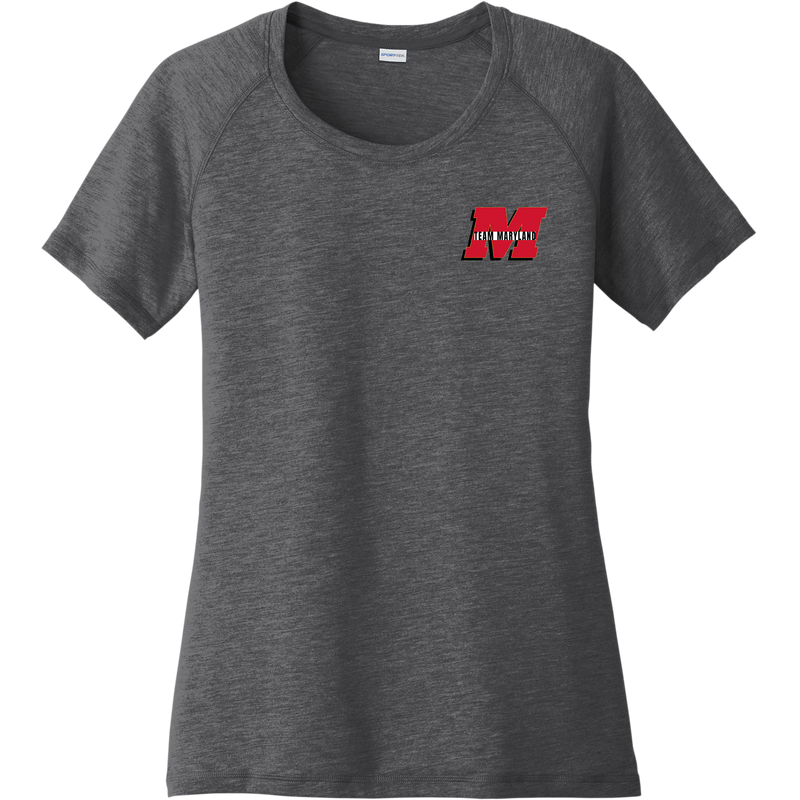 Team Maryland Ladies PosiCharge Tri-Blend Wicking Scoop Neck Raglan Tee