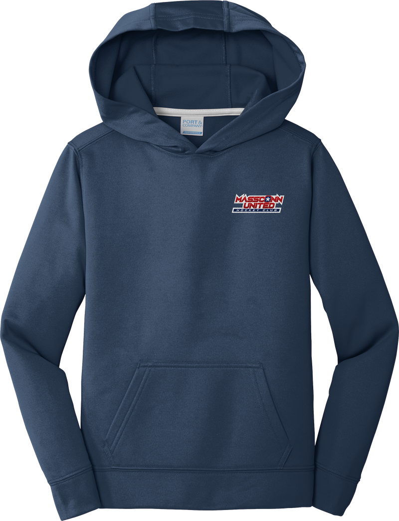 Mass Conn United Youth Performance Fleece Pullover Hooded Sweatshirt